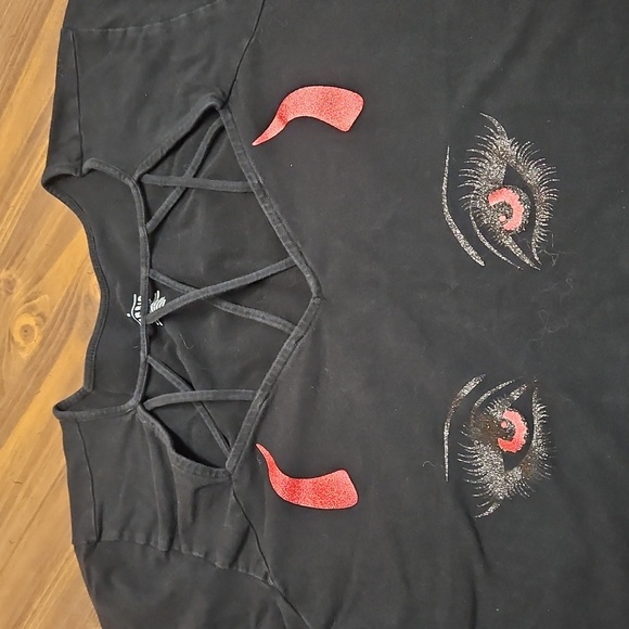 Torrid Black Tee with Red Devilish Graphic - Picture 4 of 8